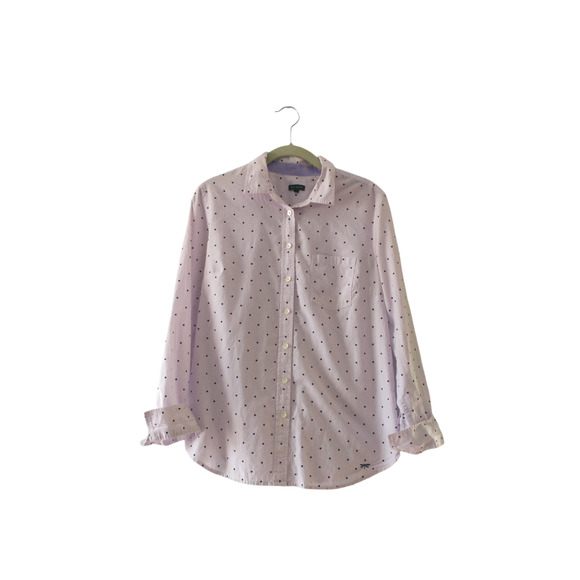 Talbots Lavender Button Up Shirt Sz 12 Cotton Polka Dot Workwear Normcore Casual - Picture 4 of 10